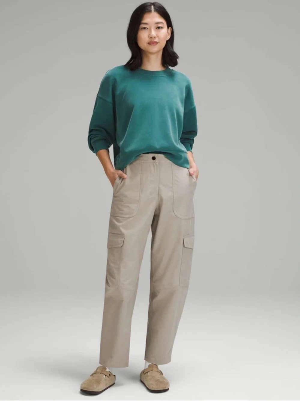 🐬Lululemon Softstreme Perfectly Oversized Cropped Crew in Storm Teal Sweatshirt